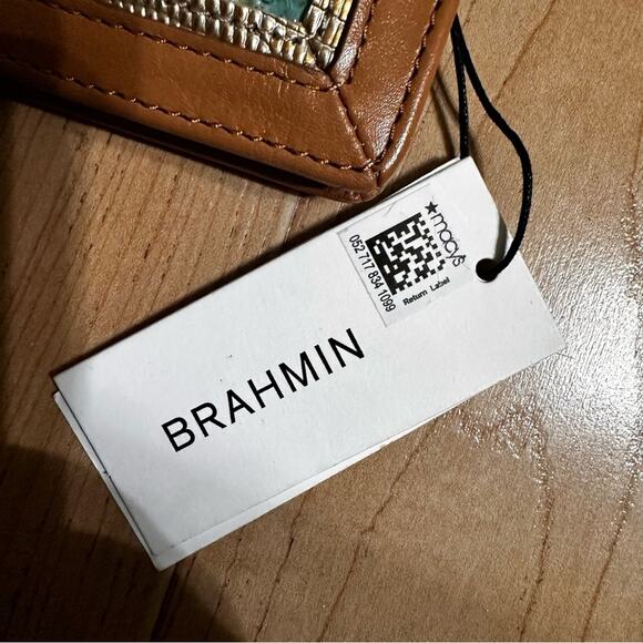 NWT Brahmin Mineral Blue Python Snake Print Carmel Leather Wallet NEW - Picture 4 of 8